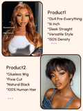 Petaluxe $99=2 Wigs | 16" 13x4 Pre-Everything Wig and Pixie Cut Glueless Wig