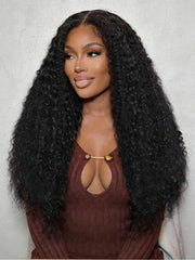 Bye-Bye Knots? 7x5 Lace Natural Black 4D Mixed Texture Burmese Curly Wig with Invisi Drawstring