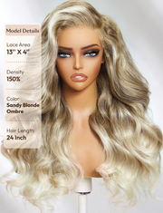 Sun-kissed Sandy Blonde Ombre 13x4 Lace Frontal Side Part Loose Wave Pre-Everything Wig