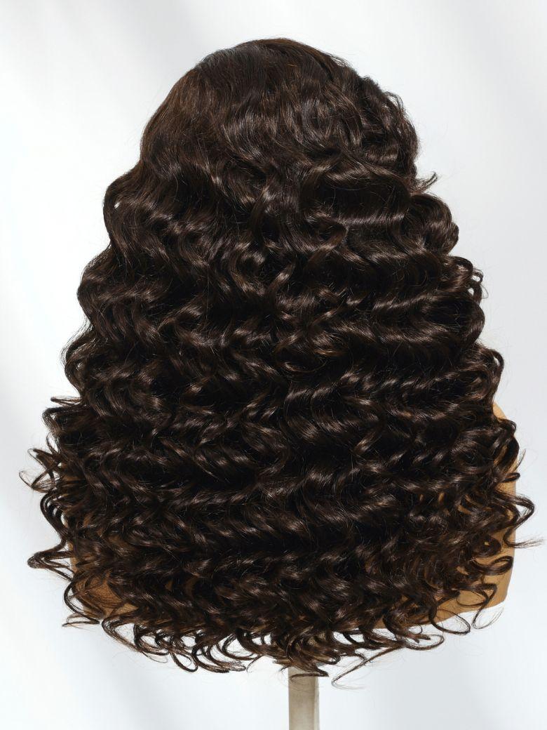 13x4 Pre-Everything? Lace Frontal Dark Chocolate Brown Wand Curls Wig with Invisi Drawstring