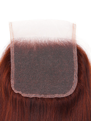 Reddish Brown Remy Human Hair 4x4 Free Part Silky Straight Closure