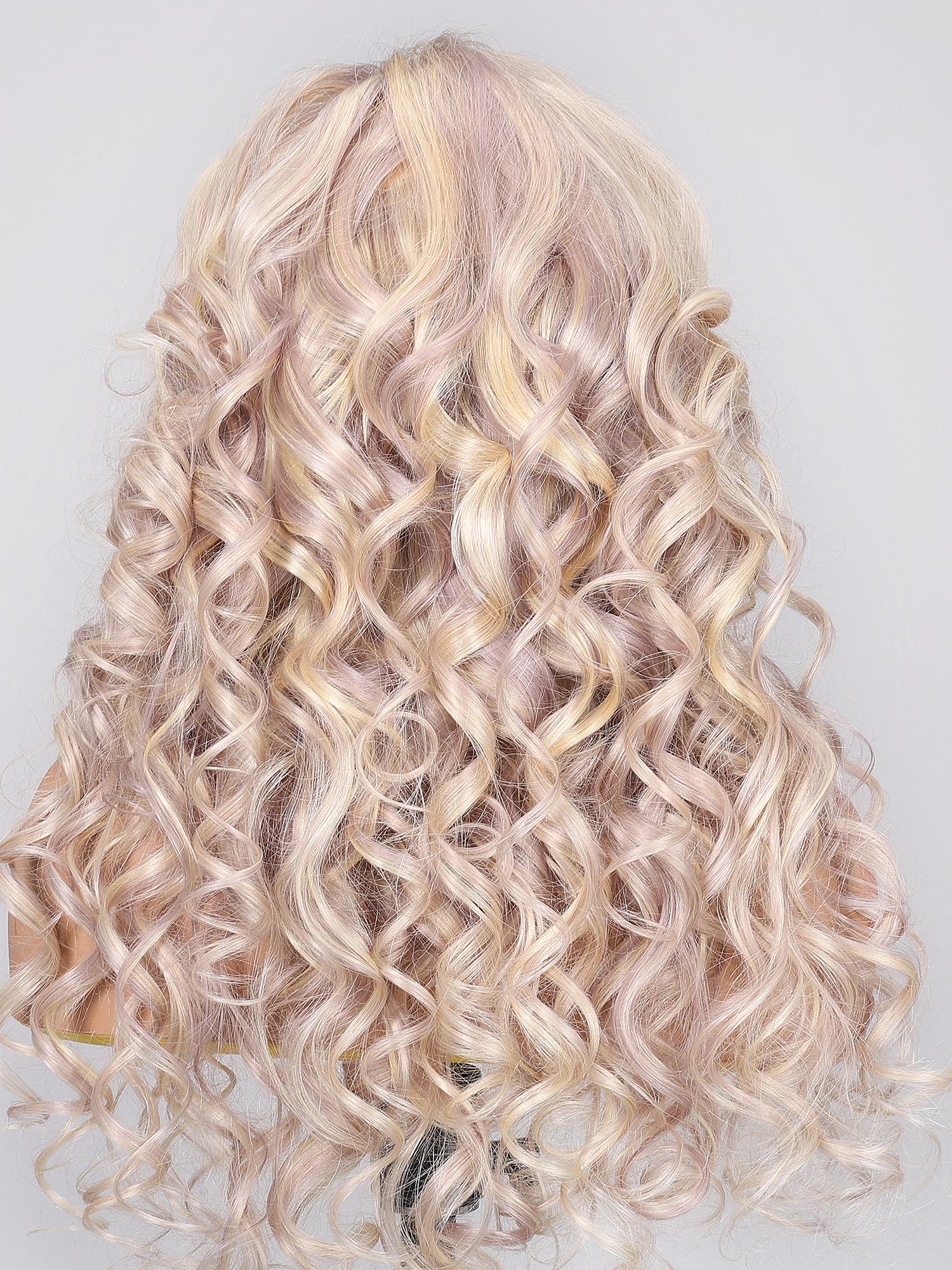 13x4 Lace Front Blonde With Silver Purple Balayage Loose Wave Wig