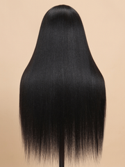 Bye Bye Knots Wig 7x5 Glueless Lace Black Yaki Wig With Bleached Knots