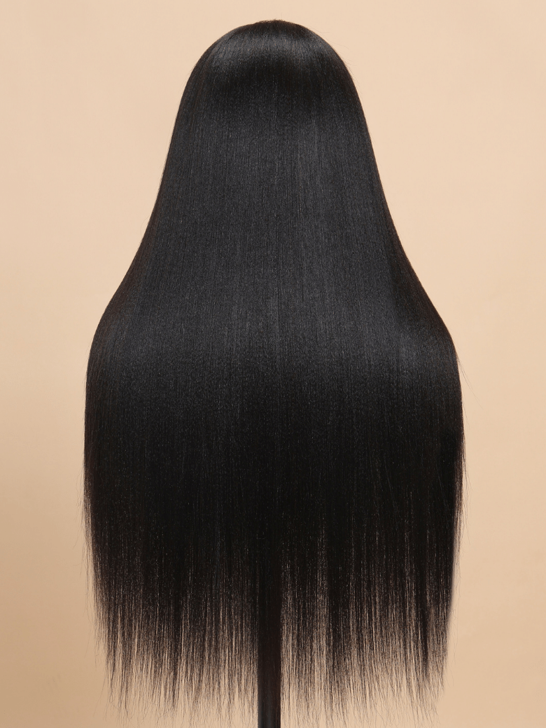 7x5 Bye Bye Knots Wig Glueless Lace Black Yaki Wig With Bleached Knots 150% Density