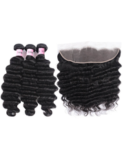 Hair 3 Bundles Loose Deep Wave Virgin Human Hair With Frontal
