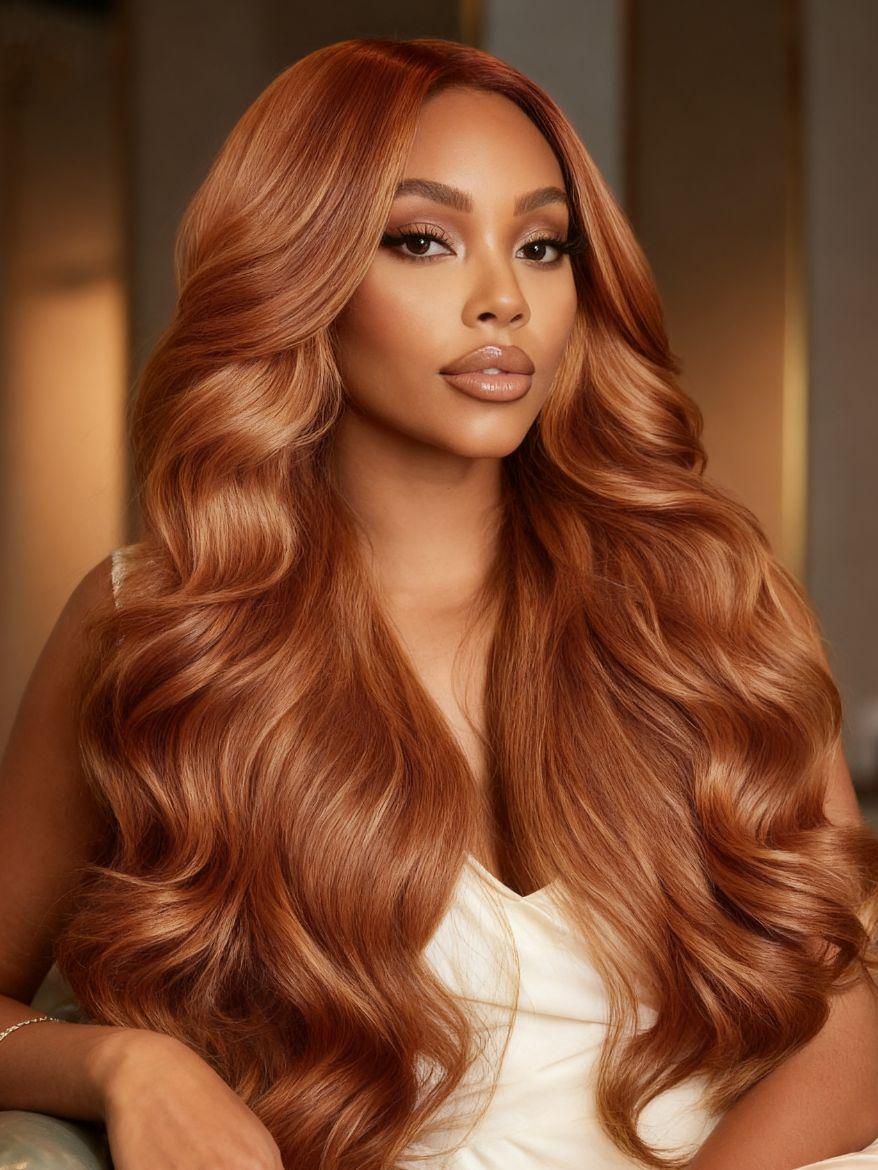 Pumpkin Spice 13x4 Pre-Everything? Lace Frontal Side Part Loose Wave Drawstring Wig with Face Framing Layers