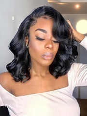 Bob Lace Wigs With Natural Black And Loose Body Wave Hair