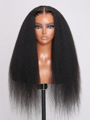 Bye Bye Knots Wig 7x5 & 13x4 Pre-Everything Glueless Lace Black Kinky Straight & Yaki Straight Wig With Bleached Knots-8677