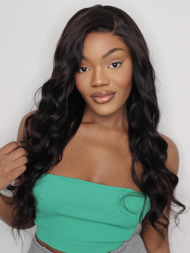 Hair 3 Bundles Brazilian Body Wave With T Part Lace Closure