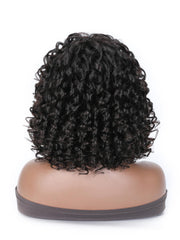 Short Black Afro Curly Wigs with Bangs Human Hair for Women 12 inch