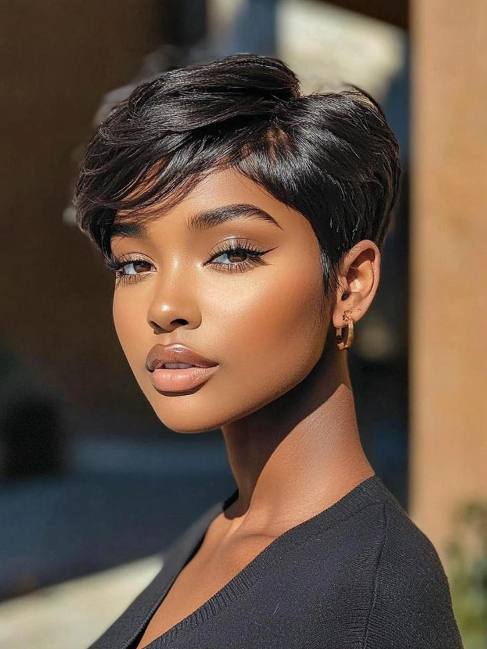 Petaluxe [BOGO FREE] Elegant Pixie Cut Machine Made Human Hair Wig | Designer Collection