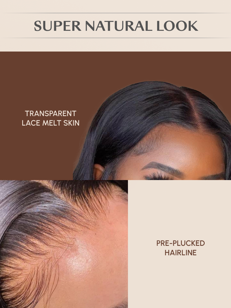 Put On And Go 6x4.5 Pre-cut Lace Black Long Bob Glueless Wig