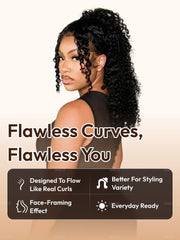 EasiContour? V Part Minimal Glueless Curly Glueless Wig With Invisi Drawstring 100% Human Hair 150% Density