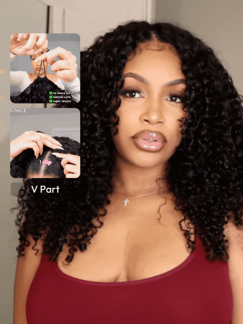 EasiContour? V Part Minimal Glueless Jerry Curly Glueless Wig With Invisi Drawstring