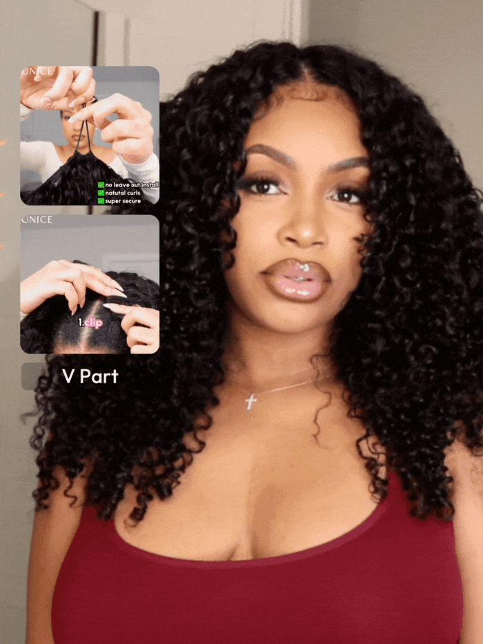 Petaluxe Jerry Curly EasiContour? V Part Minimal Glueless Wig With Invisi Drawstring