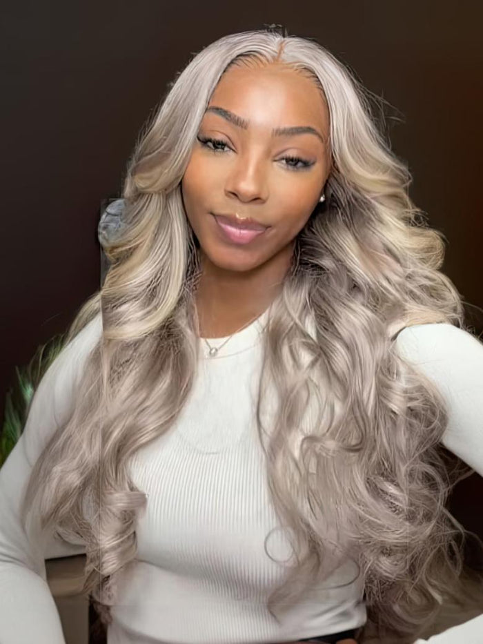 Petaluxe 13x4 Lace Front Blonde With Silver Purple Balayage Loose Wave Wig