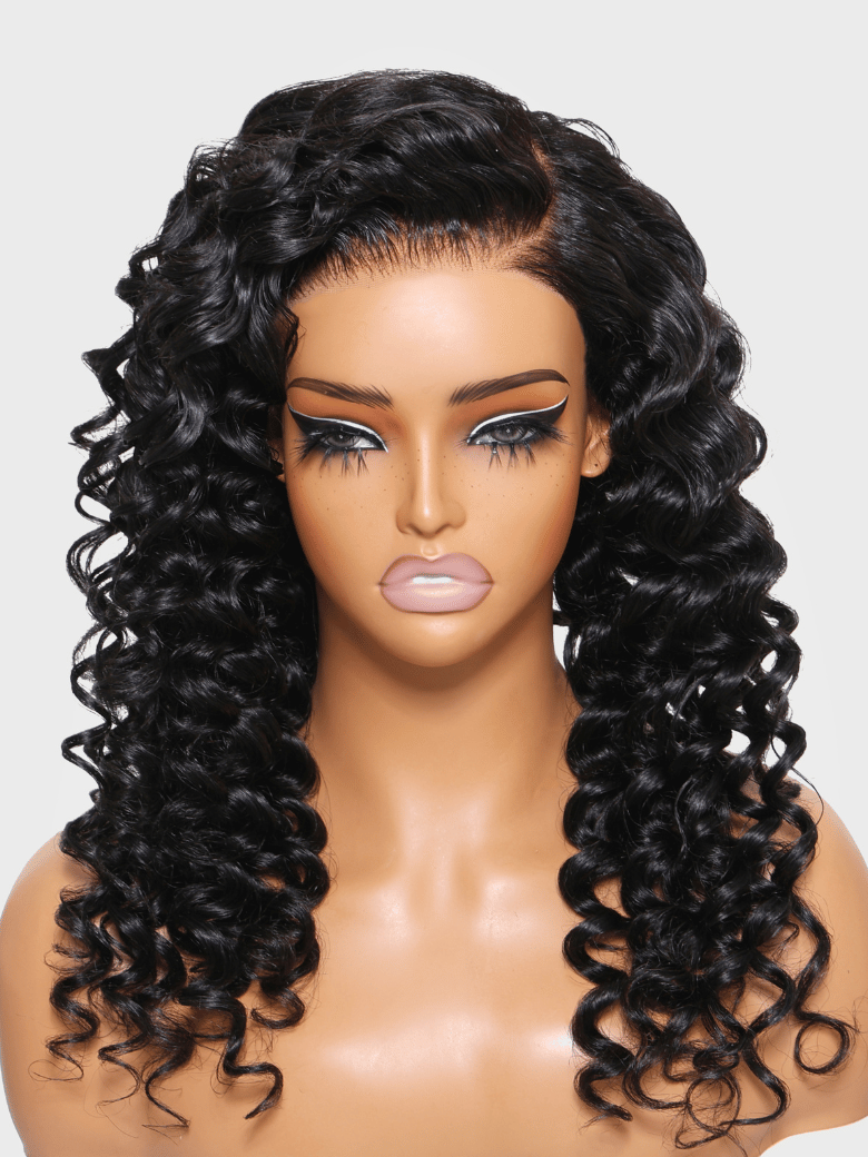 13x4 Lace Frontal Black Wand Curls Pre-Everything Wig
