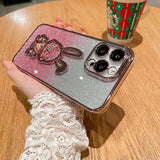 Gradient Glitter Quicksand Rabbit Case Cover for Iphone
