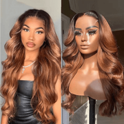 Whatsapp Special Offer HD 5x5 Lace Closure Melted Hairline Light Auburn Straight Wig With Dark Roots