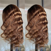 Honey Blonde Ombre Highlight Body Wave Headband Wigs 150% Density