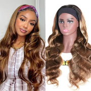 Honey Blonde Ombre Highlight Body Wave Headband Wigs 150% Density