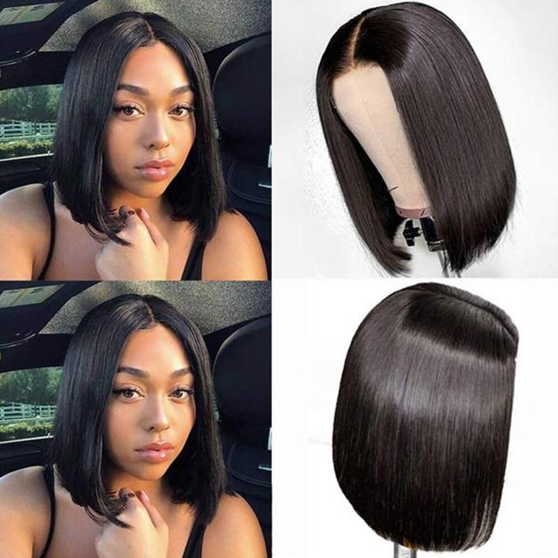 Brand Day Sale Middle Part Black Short Bob Wig Natural Human Hair T Part Lace Wig