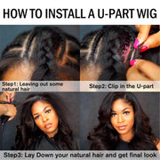 Glueless Brown Highlight U Part Body Wave Wig 3 Minutes Install