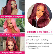Weekend Sale Red Wine Body Wave Burgundy T part Lace Part Wig 150% density
