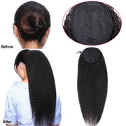 Drawstring Hair Ponytails 100% Human Hair Brazilian Kinky Straight Ponytail 10-24" Brazilian Ponytail