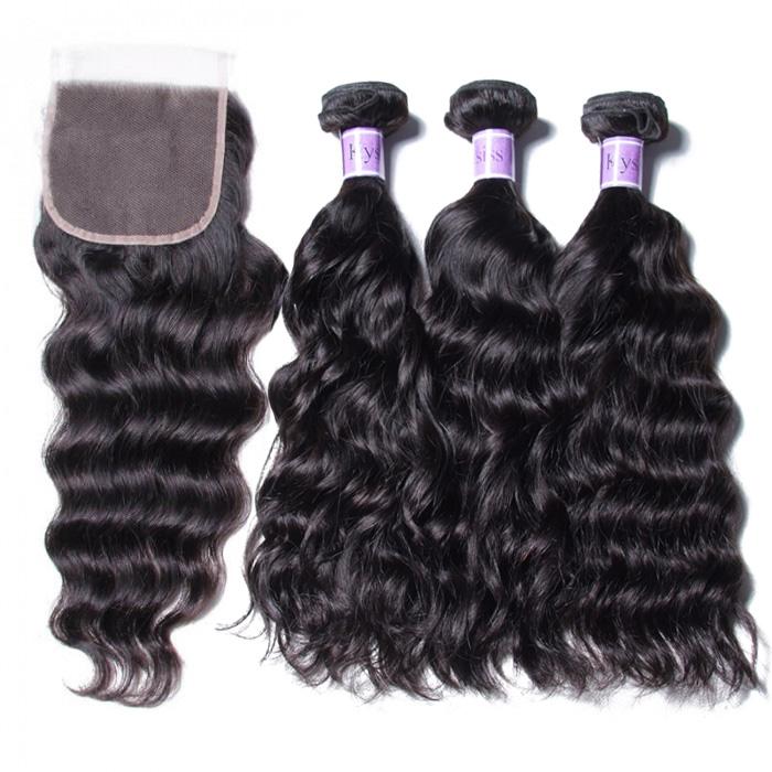 Good Quality 3pcs Peruvian Natural Wave Virgin Hair With Closure Kysiss Series