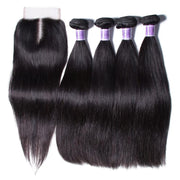 4 Bundles Brazilian Straight Virgin Hair With Closure Kysiss Series