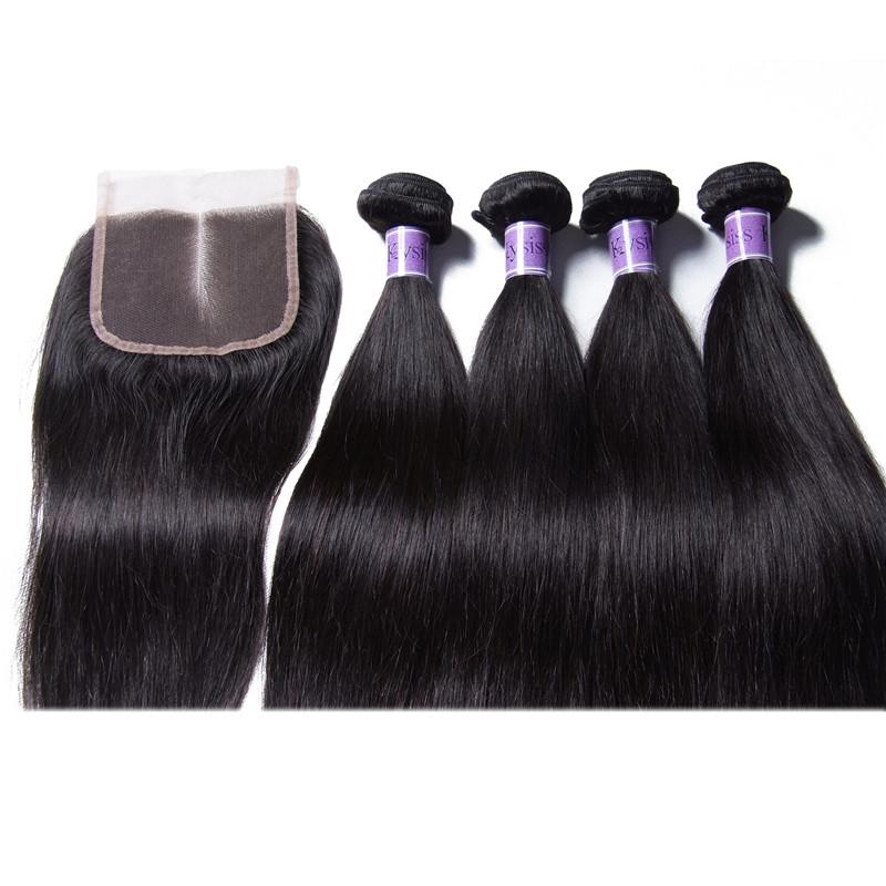 4 Bundles Brazilian Straight Virgin Hair With Closure Kysiss Series