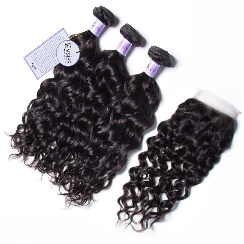 Malaysian 3Pcs Natural Wave Hair With Lace Closure Kysiss Series