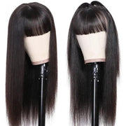 14 Inch 13x4 Transparent Lace Front Wigs Straight Human Hair Wig 150% Density Wig With Bang Flash Sale