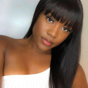 14 Inch 13x4 Transparent Lace Front Wigs Straight Human Hair Wig 150% Density Wig With Bang Flash Sale