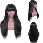 14 Inch 13x4 Transparent Lace Front Wigs Straight Human Hair Wig 150% Density Wig With Bang Flash Sale