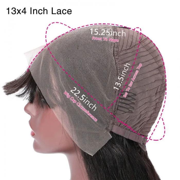 14 Inch 13x4 Transparent Lace Front Wigs Straight Human Hair Wig 150% Density Wig With Bang Flash Sale