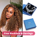 Petaluxe [Free Necklace&Earrings]13x4 Lace Front Toffee Brown Wig With Highlights