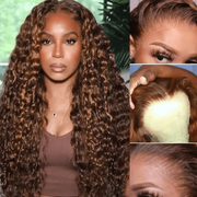[Free Necklace&Earrings]13x4 Lace Front Toffee Brown Wig With Highlights