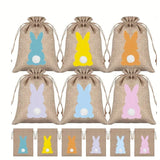Rabbit Print Drawstring Storage Bag