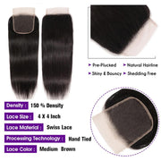 3 Bundles Of Indian Straight Hair With Lace Closure Kysiss Series