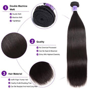 4pcs Malaysian Straight Hair Virgin+ Human Hair Extension Kysiss Series