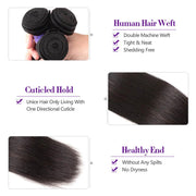 Peruvian Straight Hair Weft 3 Bundles Virgin+ Hair Kysiss Series