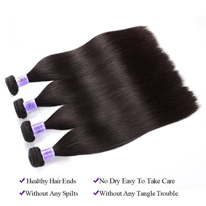 4pcs Malaysian Straight Hair Virgin+ Human Hair Extension Kysiss Series