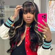Queen Leora same wig Tiktok 13x4 Transparent Lace Front Chocolate Brown With Peek A Boo Blonde Highlights Body Wave Wig