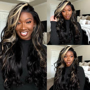 Queen Leora same wig Tiktok 13x4 Transparent Lace Front Chocolate Brown With Peek A Boo Blonde Highlights Body Wave Wig
