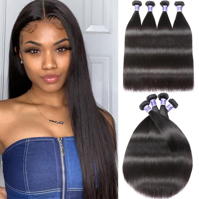 Petaluxe Virgin+ Brazilian Straight Hair 4 Bundles Virgin Human Hair Weave Kysiss Series