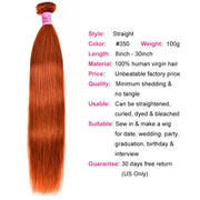 Virgin Straight Hair Ginger Hair 1 Piece #350 Pure Color 8-30 Inch Hair Bundles