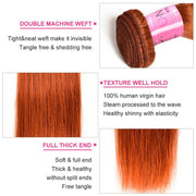 Virgin Straight Hair Ginger Hair 1 Piece #350 Pure Color 8-30 Inch Hair Bundles