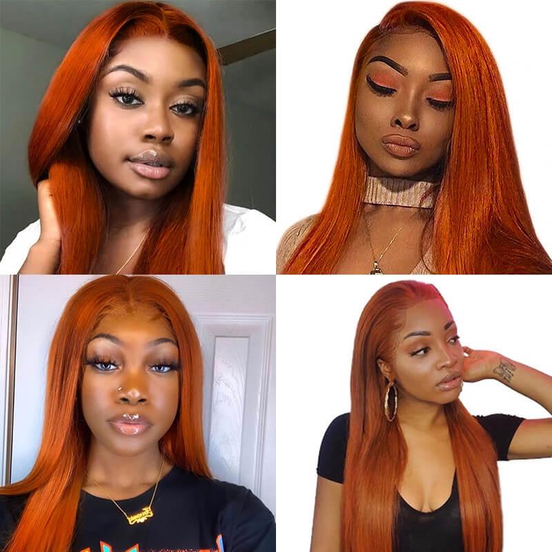 Virgin Straight Hair Ginger Hair 1 Piece #350 Pure Color 8-30 Inch Hair Bundles